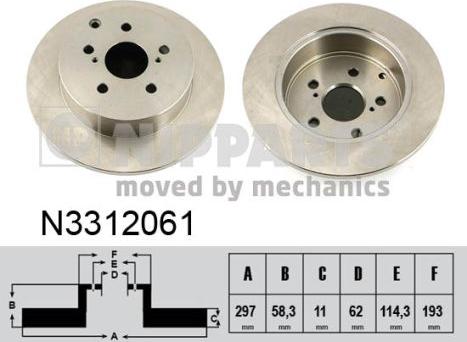 Nipparts N3312061 - Brake Disc autospares.lv