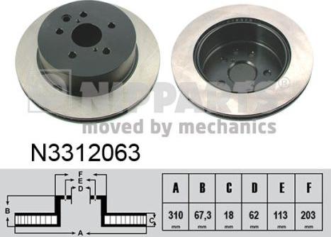 Nipparts N3312063 - Brake Disc autospares.lv