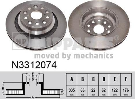 Nipparts N3312074 - Brake Disc autospares.lv