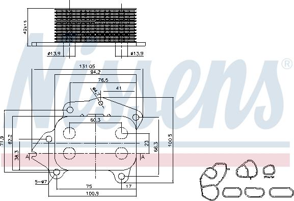 Nissens 90670 - Oil Cooler, engine oil autospares.lv