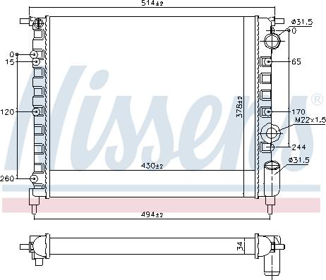 Nissens 690744 - Radiator, engine cooling autospares.lv