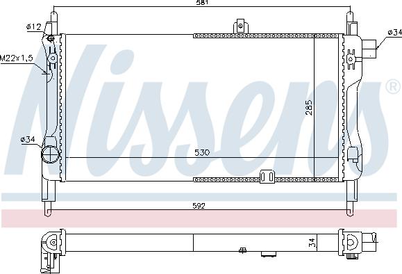 Nissens 632381 - Radiator, engine cooling autospares.lv