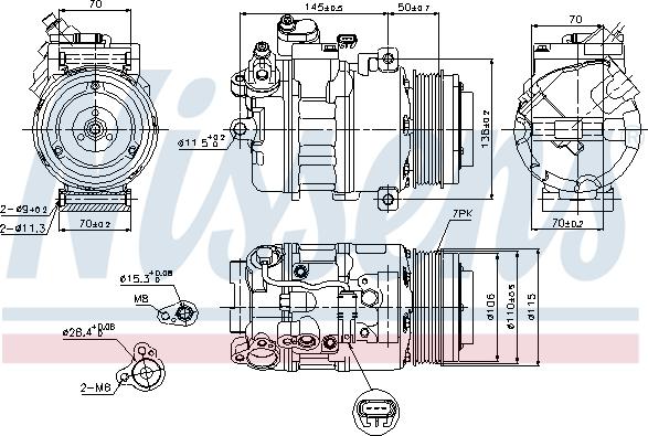 Nissens 89574 - Compressor, air conditioning autospares.lv