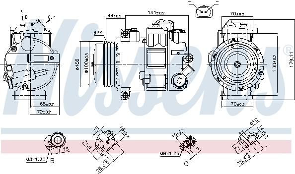 Nissens 890412 - Compressor, air conditioning autospares.lv