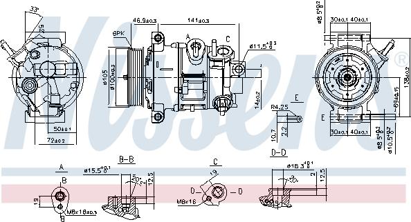 Nissens 890030 - Compressor, air conditioning autospares.lv