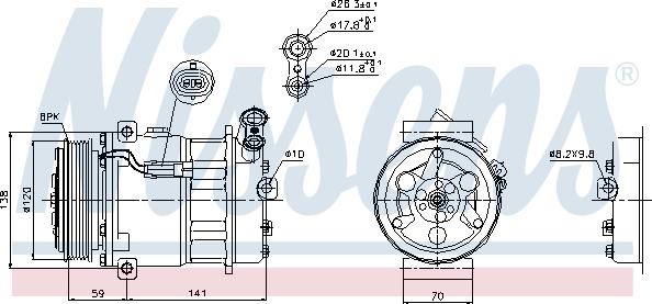 Nissens 89124 - Compressor, air conditioning autospares.lv