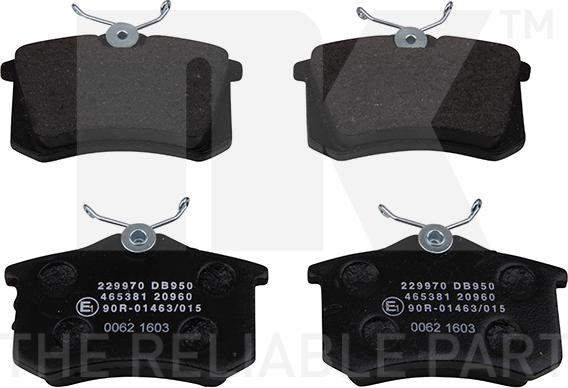 NK 229970 - Brake Pad Set, disc brake autospares.lv