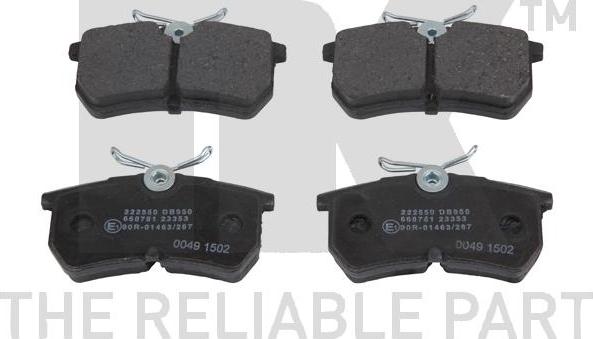 NK 222550 - Brake Pad Set, disc brake autospares.lv