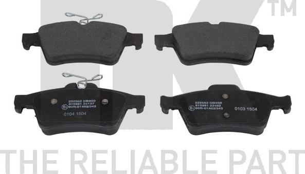 NK 222562 - Brake Pad Set, disc brake autospares.lv