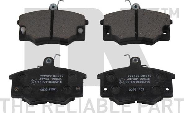 NK 222322 - Brake Pad Set, disc brake autospares.lv