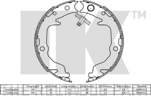 NK 2793799 - Brake Shoe Set, parking brake autospares.lv