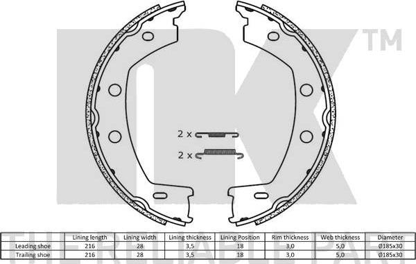 NK 2740768 - Brake Shoe Set, parking brake autospares.lv