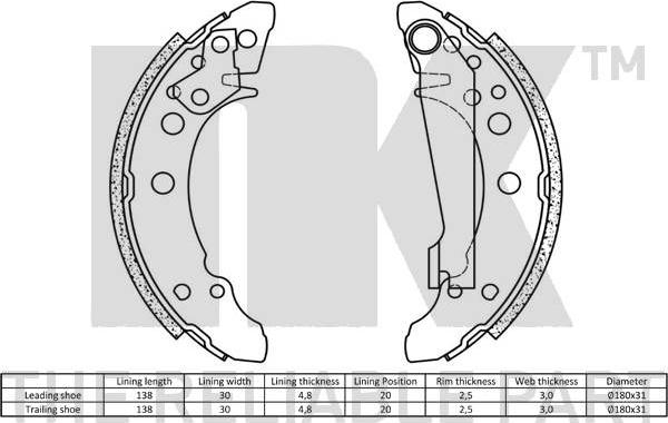 NK 2747340 - Brake Shoe Set autospares.lv