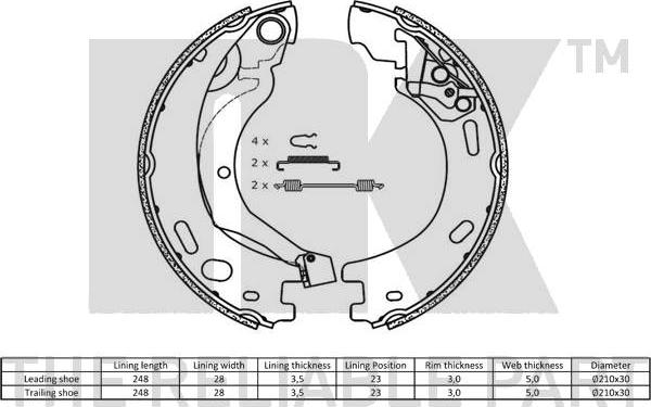 NK 2712769 - Brake Shoe Set, parking brake autospares.lv