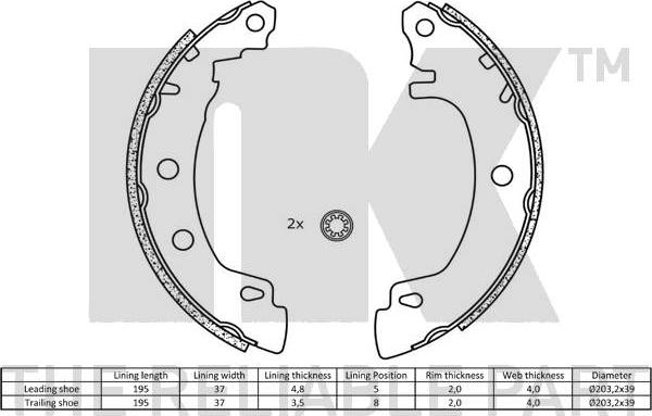 NK 2739581 - Brake Shoe Set autospares.lv