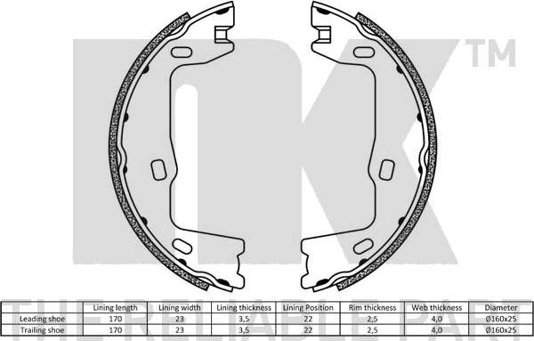 NK 2736347 - Brake Shoe Set, parking brake autospares.lv