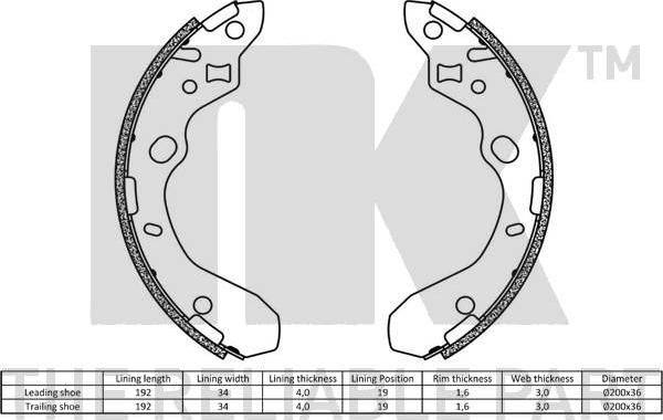 NK 2732611 - Brake Shoe Set autospares.lv