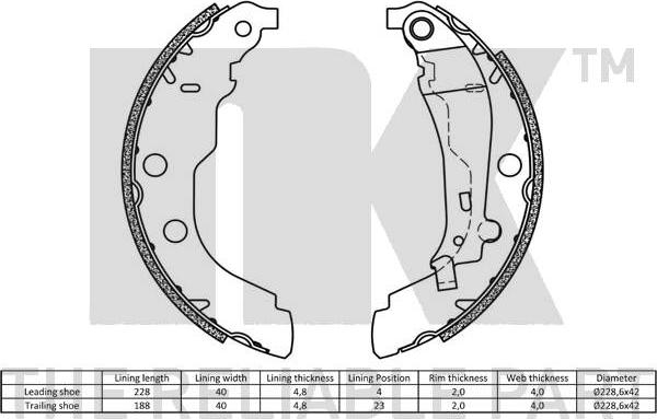 NK 2737582 - Brake Shoe Set autospares.lv