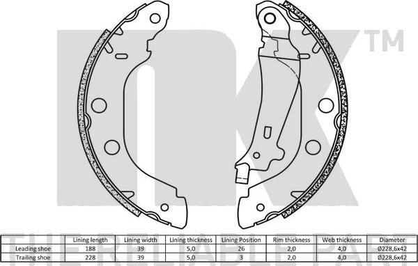 NK 2722614 - Brake Shoe Set autospares.lv