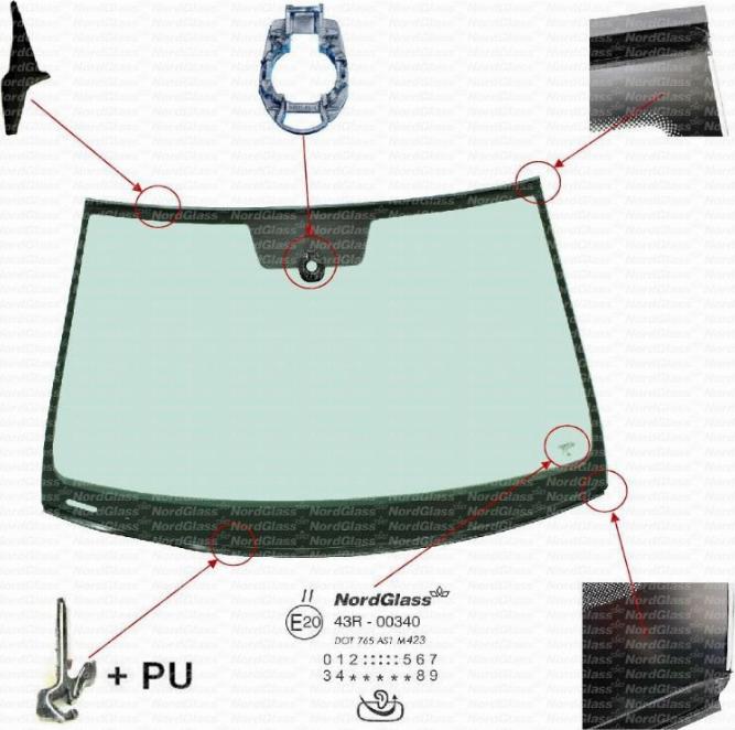 NordGlass 4139802 - Windscreen autospares.lv