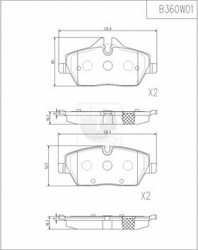 NPS B360W01 - Brake Pad Set, disc brake autospares.lv