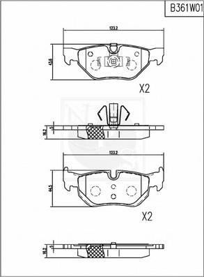 NPS B361W01 - Brake Pad Set, disc brake autospares.lv