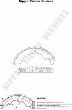 NPS D350U07 - Brake Shoe Set autospares.lv