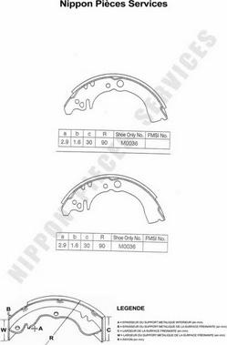 NPS D350U23 - Brake Shoe Set autospares.lv