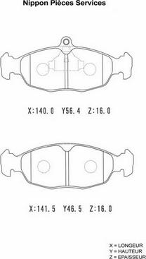 NPS D360O01 - Brake Pad Set, disc brake autospares.lv