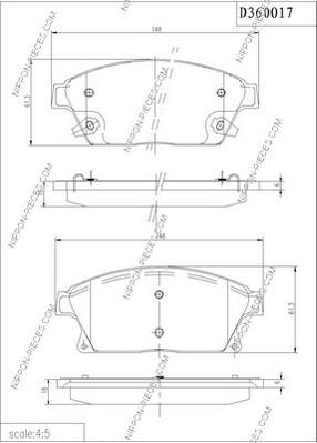 NPS D360O17 - Brake Pad Set, disc brake autospares.lv