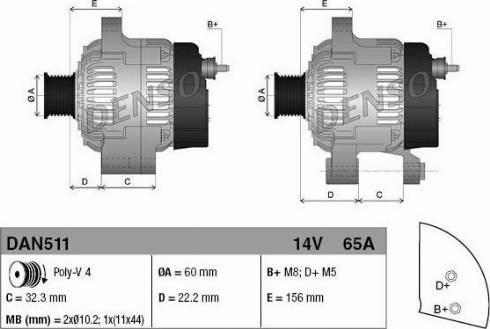 NPS DAN511 - Alternator autospares.lv