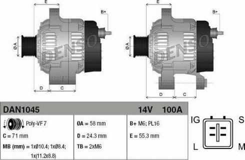 NPS DAN1045 - Alternator autospares.lv