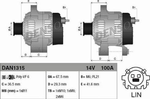 NPS DAN1315 - Alternator autospares.lv