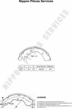 NPS H350A20 - Brake Shoe Set autospares.lv