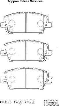 NPS H360A09 - Brake Pad Set, disc brake autospares.lv