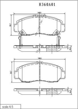 NPS H360A01 - Brake Pad Set, disc brake autospares.lv