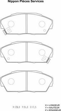 NPS H360A26 - Brake Pad Set, disc brake autospares.lv