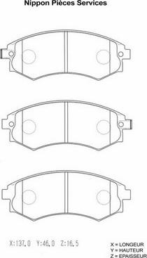 NPS H360I09 - Brake Pad Set, disc brake autospares.lv