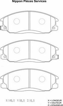 NPS H360I07 - Brake Pad Set, disc brake autospares.lv