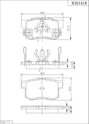 NPS H361A18 - Brake Pad Set, disc brake autospares.lv