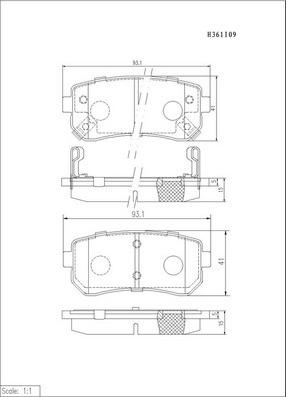 NPS H361I09 - Brake Pad Set, disc brake autospares.lv