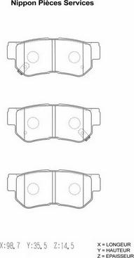 NPS H361I05 - Brake Pad Set, disc brake autospares.lv