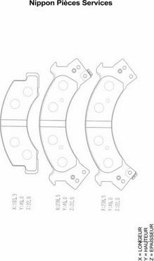 NPS I360U14 - Brake Pad Set, disc brake autospares.lv