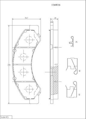 NPS I360U16 - Brake Pad Set, disc brake autospares.lv