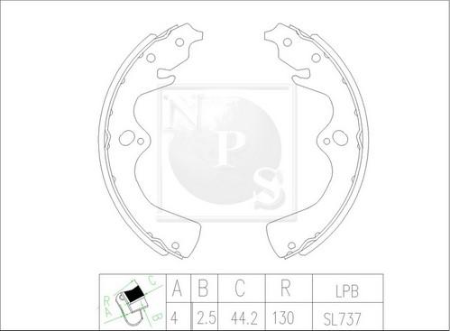 NPS K350A09 - Brake Shoe Set autospares.lv