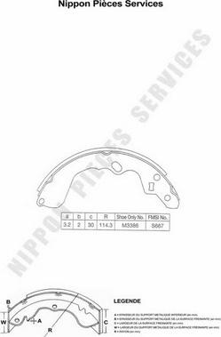 NPS K350A04 - Brake Shoe Set autospares.lv