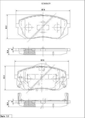 NPS K360A19 - Brake Pad Set, disc brake autospares.lv