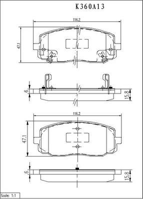 NPS K360A13 - Brake Pad Set, disc brake autospares.lv