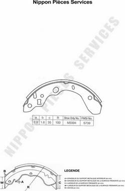 NPS M350A40 - Brake Shoe Set autospares.lv