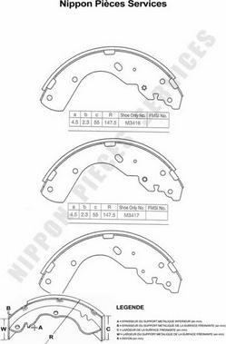 NPS M350A04 - Brake Shoe Set autospares.lv